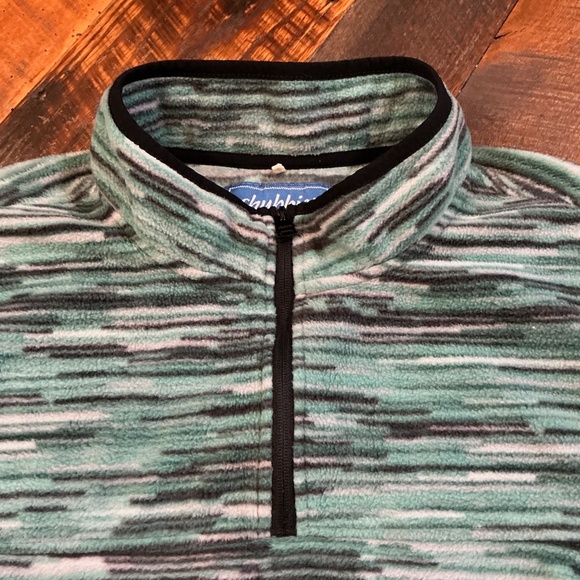 Chubbies Alpine Fleece 1/4 Zip Geometric Mock Neck Pullover Men’s XL Teal Green - Picture 3 of 8